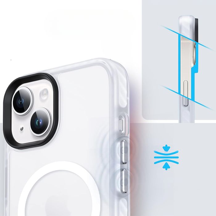 Etui Iphone 13 Iphone 14 Półprzeźroczyste Białe Case Obudowa Magsafe