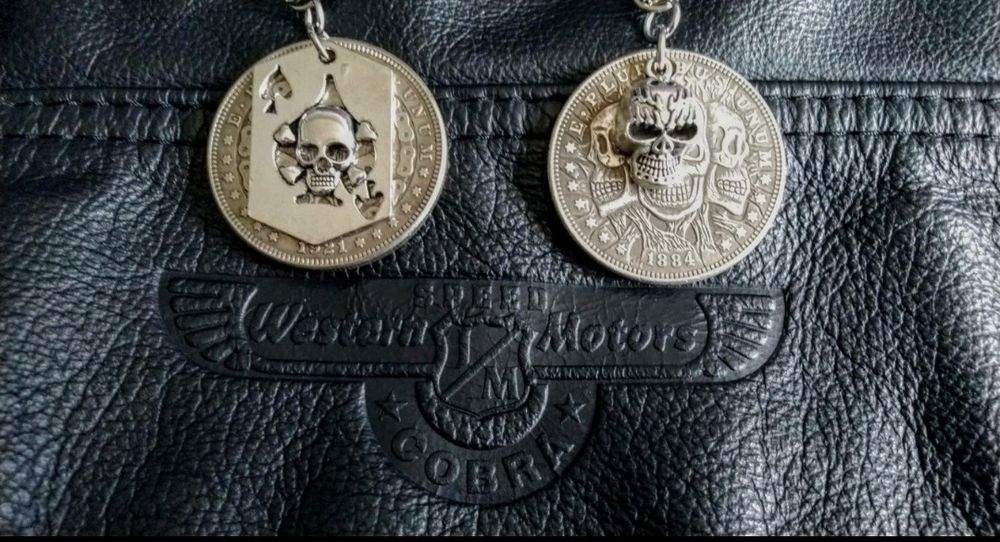 Wisiorek motocyklisty As Pik Motorhead czaszki łańcuch chopper Harley