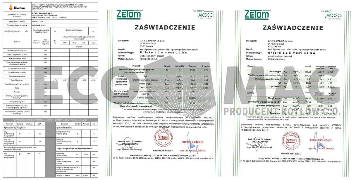 UNIEKO 11 kW Kotły węglowe piec, kocioł 5 KLASA - ECODESIGN