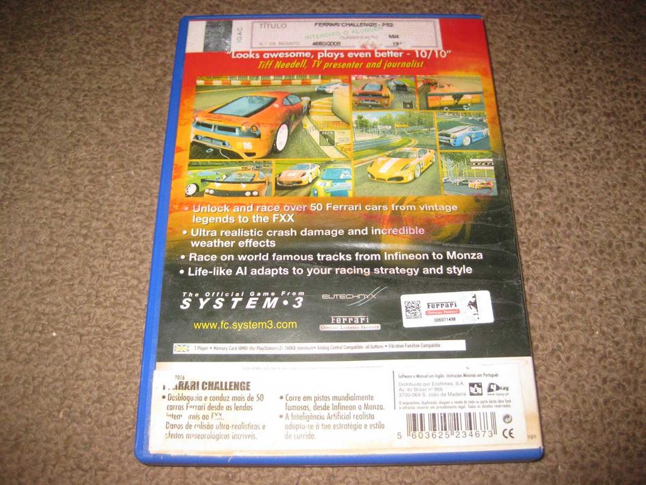 Jogo "Ferrari Challenge: Trofeo Pirelli" para PS2/Completo!