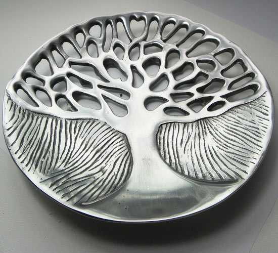 Efektowna Patera Polerowana Drzewo Życia Misa Metal 35cm