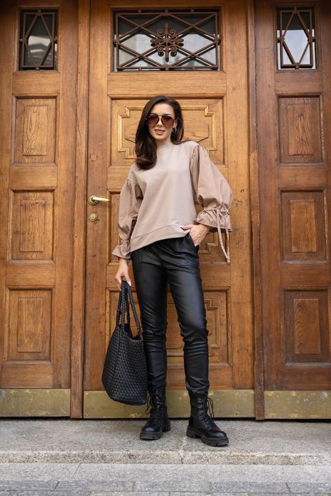 Bluzka damska Magnes Lines bordo, czekolada, beż