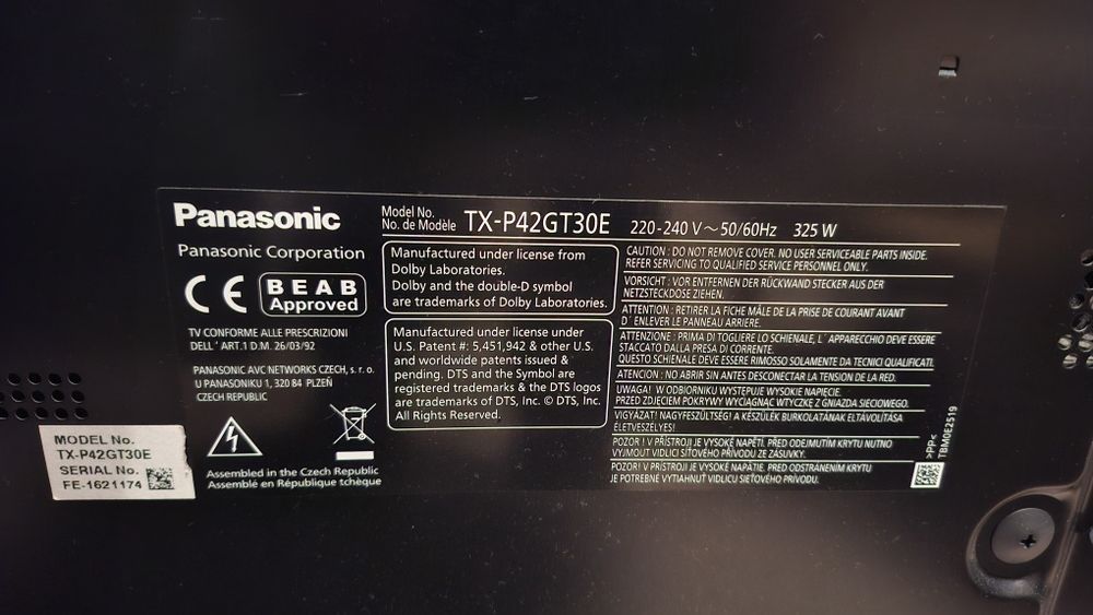 AVARIADO TV Plasma Panasonic TX-P42GT30E