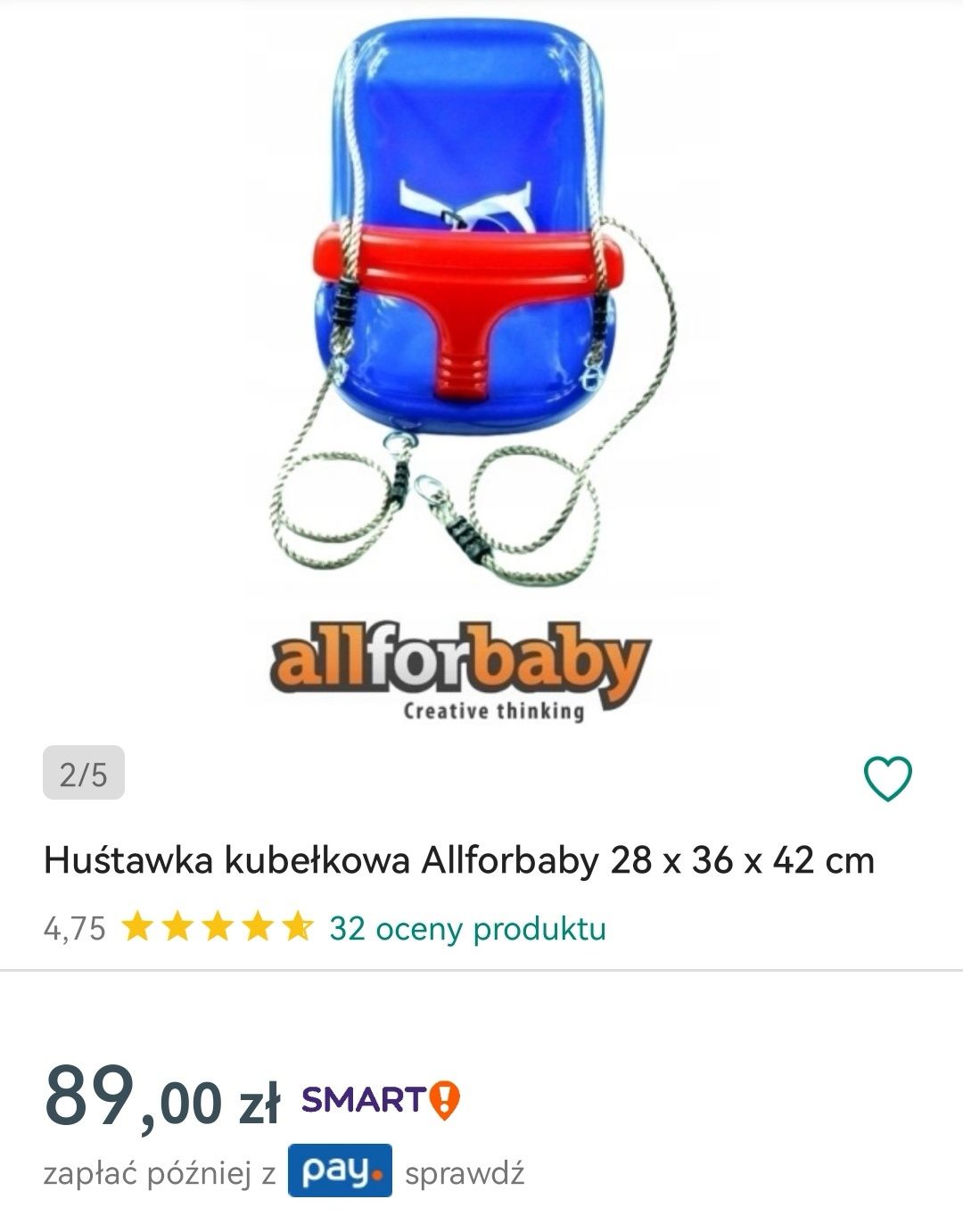 Huśtawka kubełkowa do 25 kg allforbaby