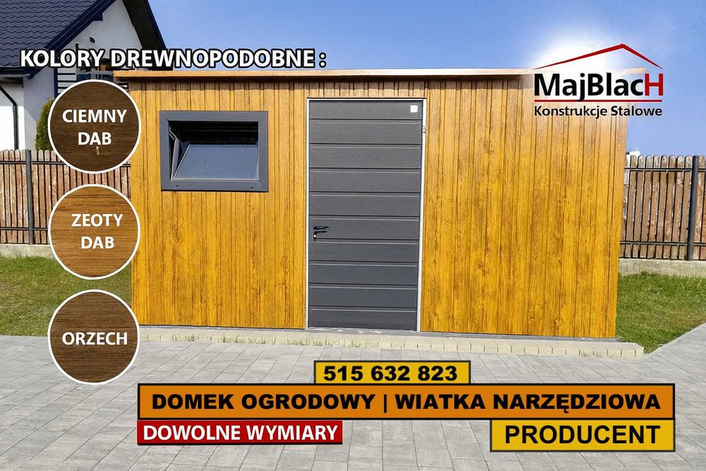 Schowek / Wiata / Altana na Narzędzia / Złoty Dąb / Garaż  – Maj-Blach