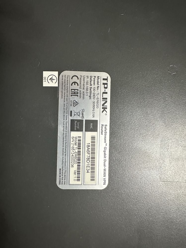 Гігабітний маршрутизатор VPN з 2 WAN  TL-ER6020(1.0) и TL-ER6120(1.6)