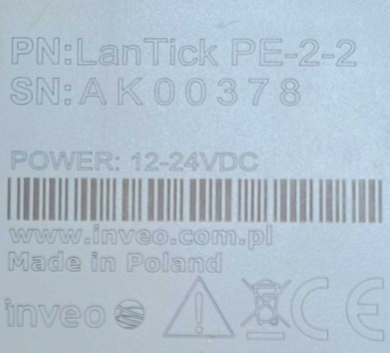 Lantick PE-2-2  moduł sterujący przekaźnikowy LAN na szynę DIN