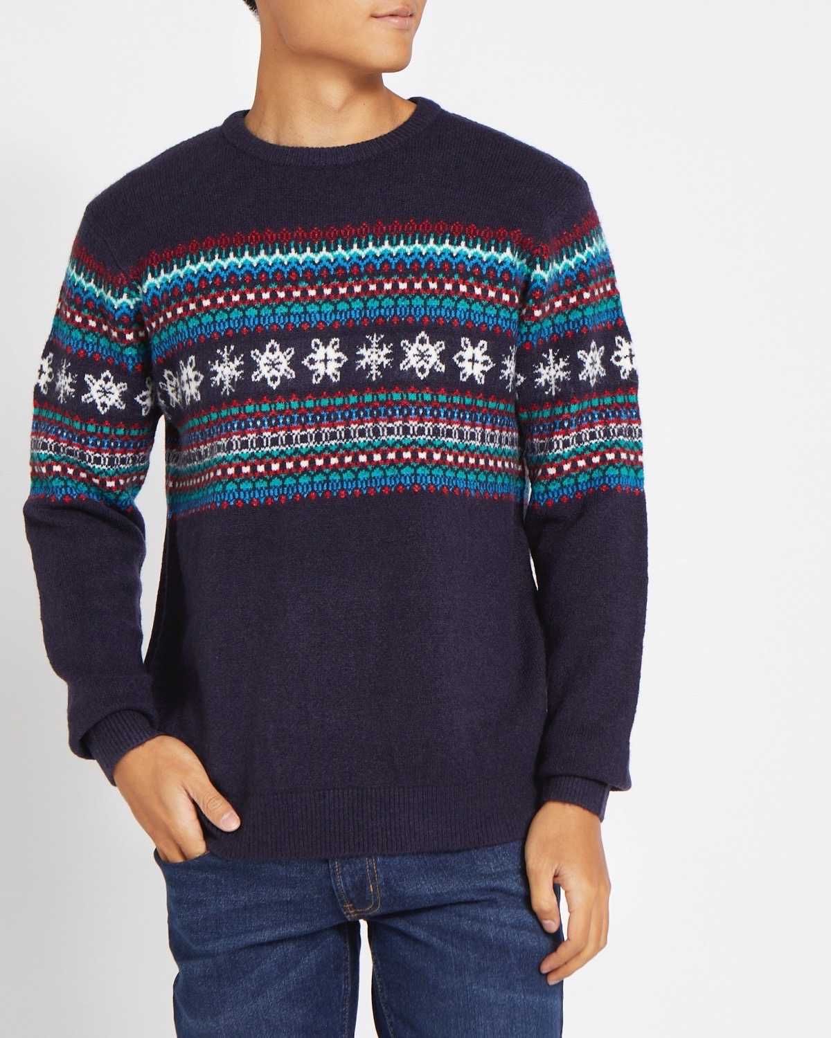 DUNNES_świąteczny sweter męski_Family Fair Isle Adult Jumper_S