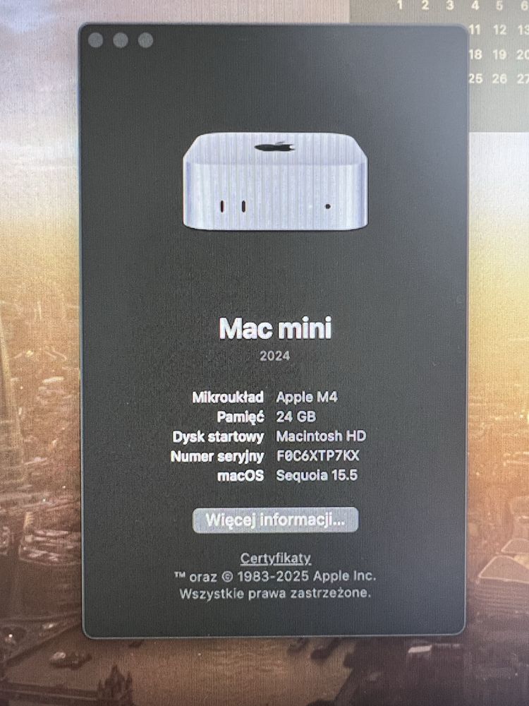 Mac Mini M4 24Gb RAM 256GB SSD 24/256