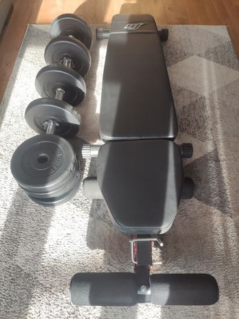 Ławka składana MH-L104 - Marbo Sport +  hantle 2x12,5kg Zestaw METEOR