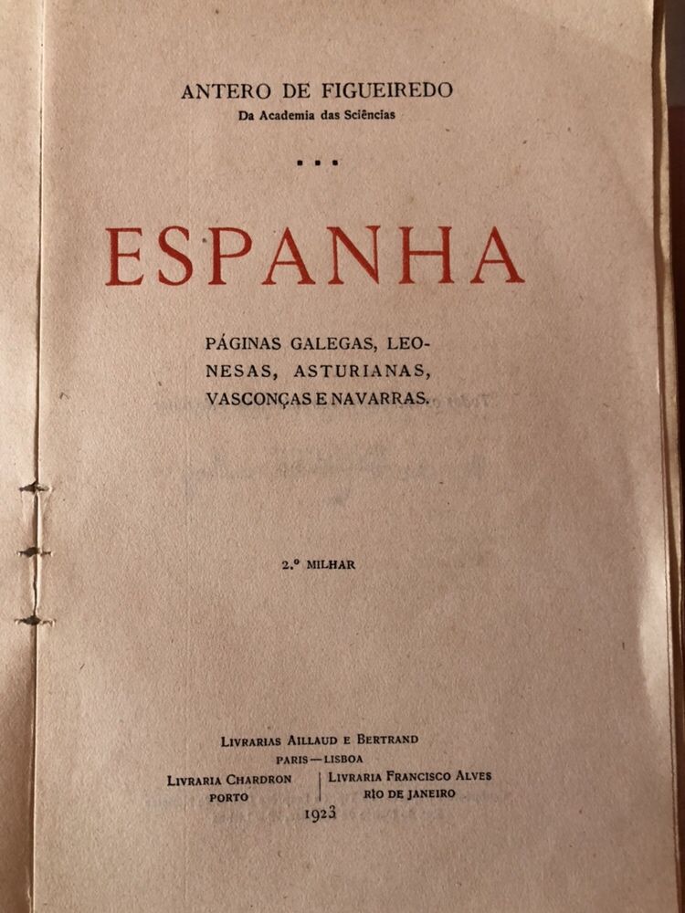 1923 ESPANHA | Antero de Figueiredo (2a edição) Portes Gratuitos