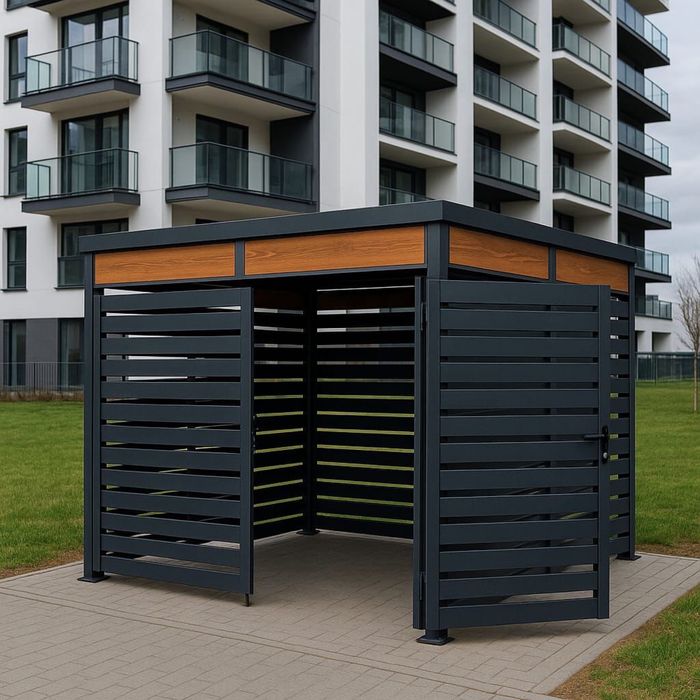 Wiata śmietnikowa altana 4x3 4x4 4x5 5x6 5x7 stalowa panelowa alu