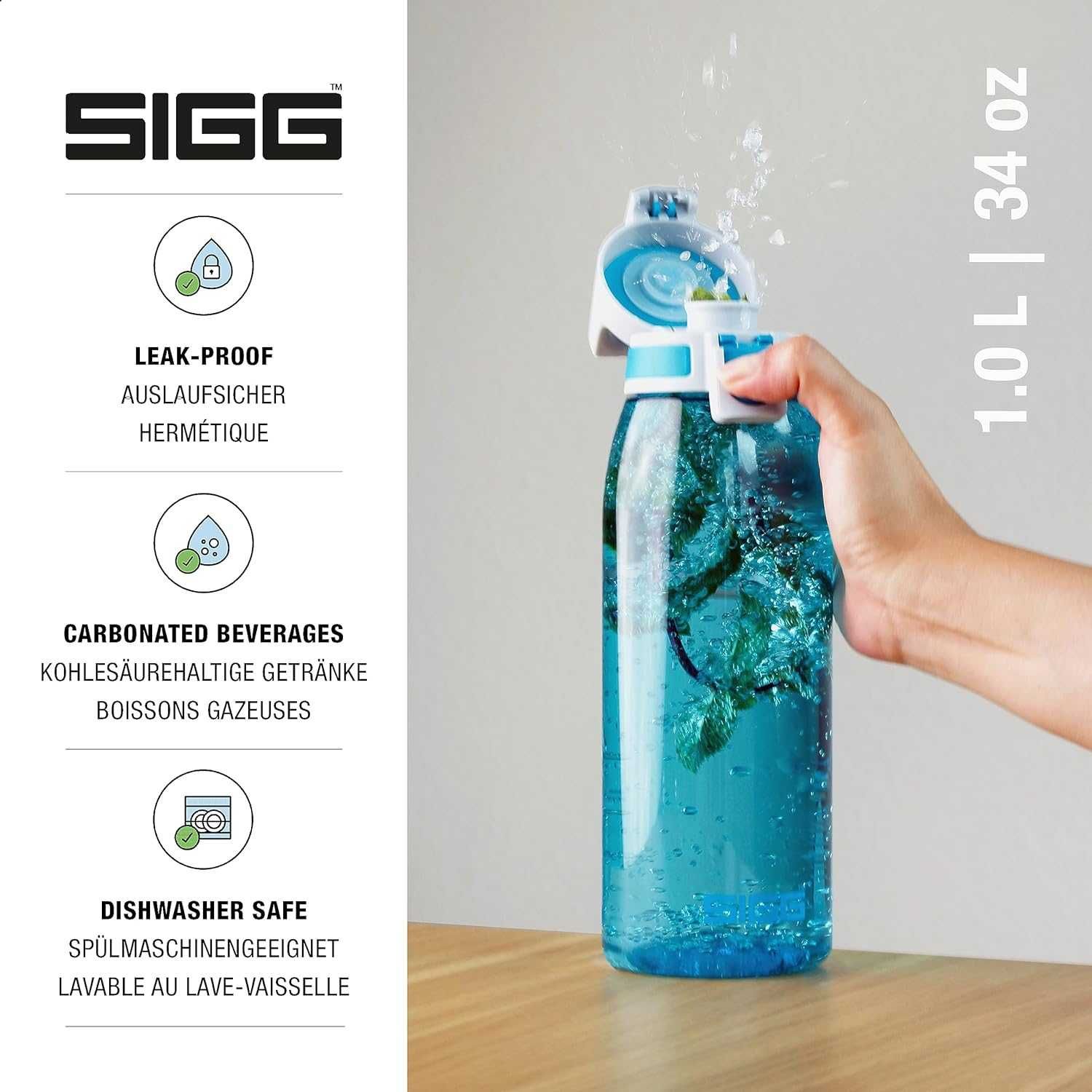 SIGG 1000ml BIDON butelka Total Color Aqua 1L w454