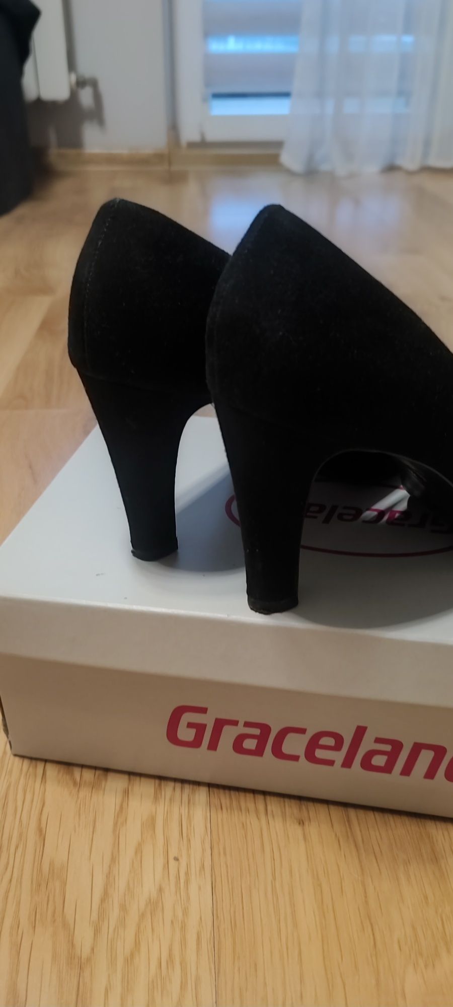 Czarne Półbuty Czółenka na obcasie Deichmann graceland
