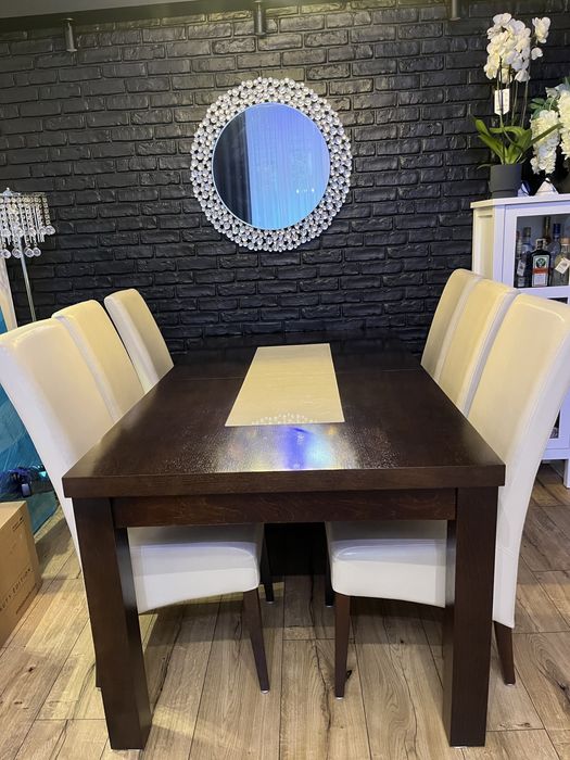Stół rozkładany + 6 krzeseł – elegancki zestaw jadalniany