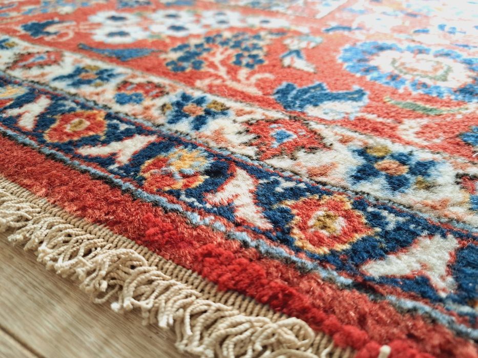 Antyczny perski ręcznie tkany wełniany dywan Isfahan 210x285cm