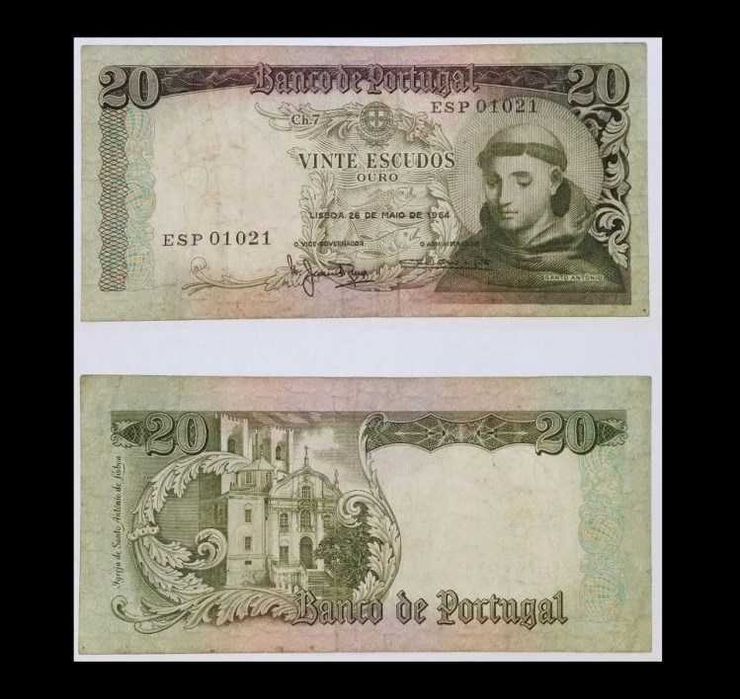 Notas Portuguesas - 20$ escudos (Santo António)