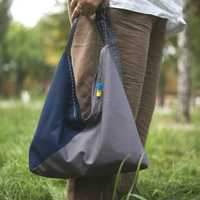 Жіноча сумка-шоппер з підкладкою ′Кутик два кольори′ ручної роботи.