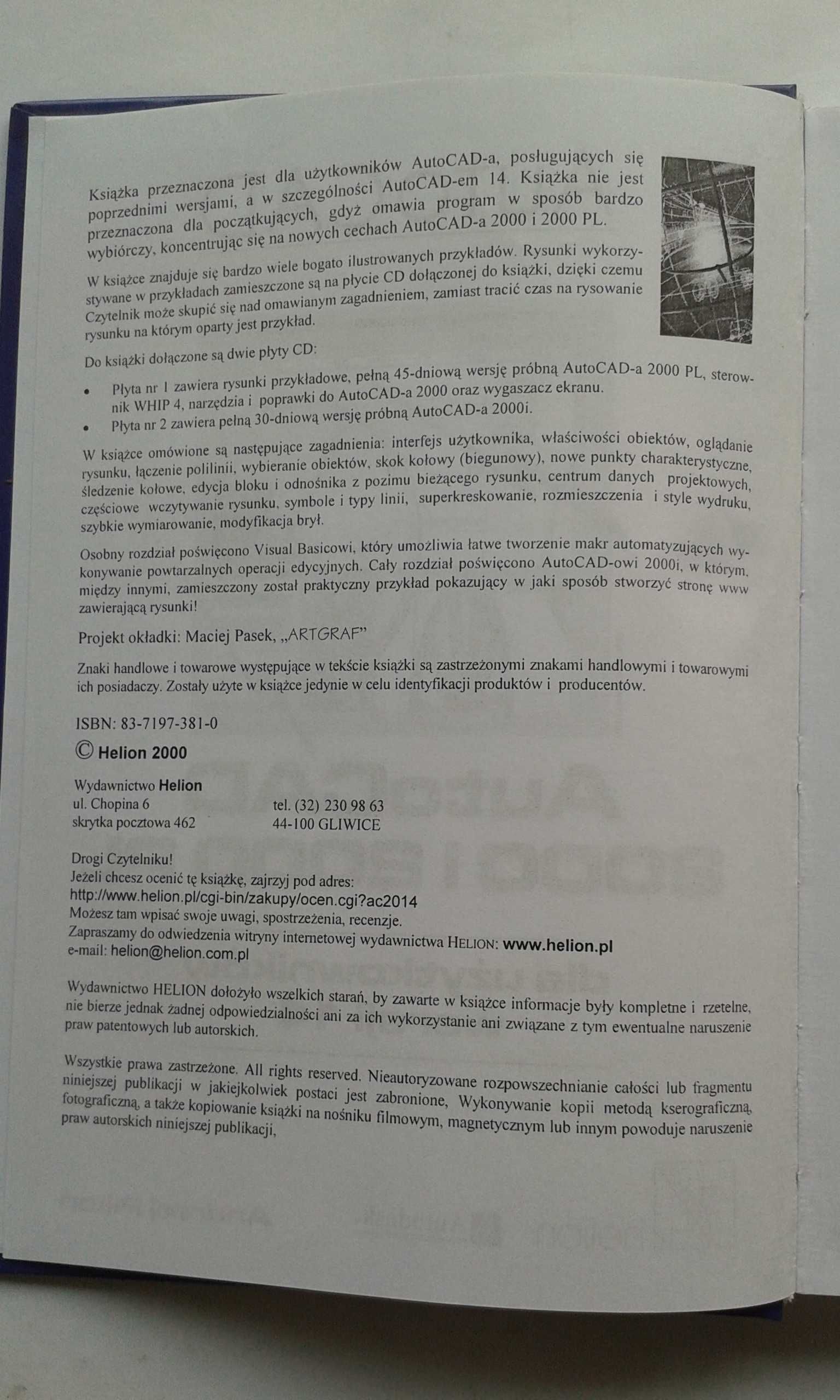 AutoCAD 2000 i 2000PL dla użytkowników wersji 14 - A.Pikoń