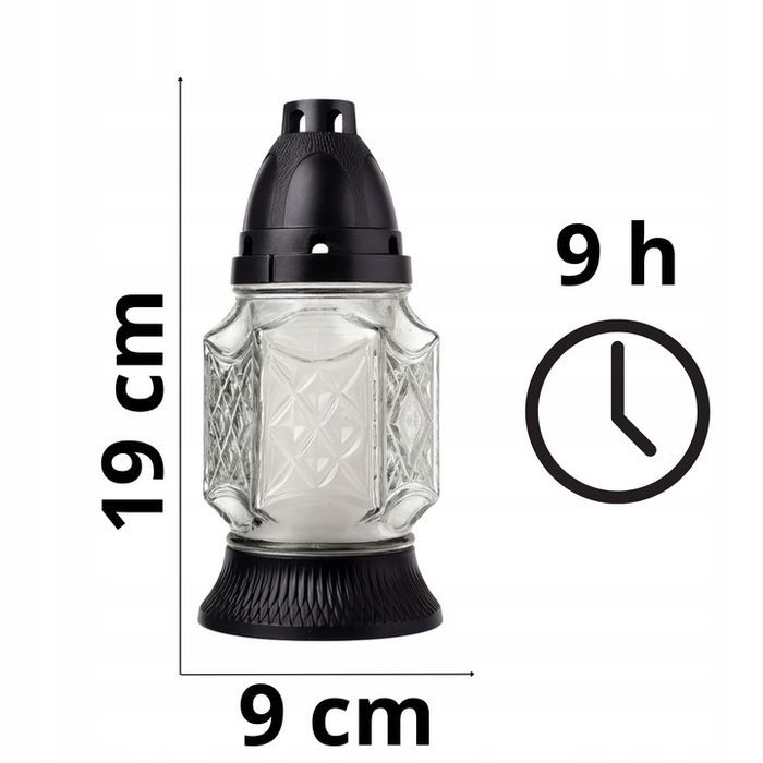 Znicz Szklany 19 Cm Biały Czas Palenia Ok. 9 h Polski Produkt