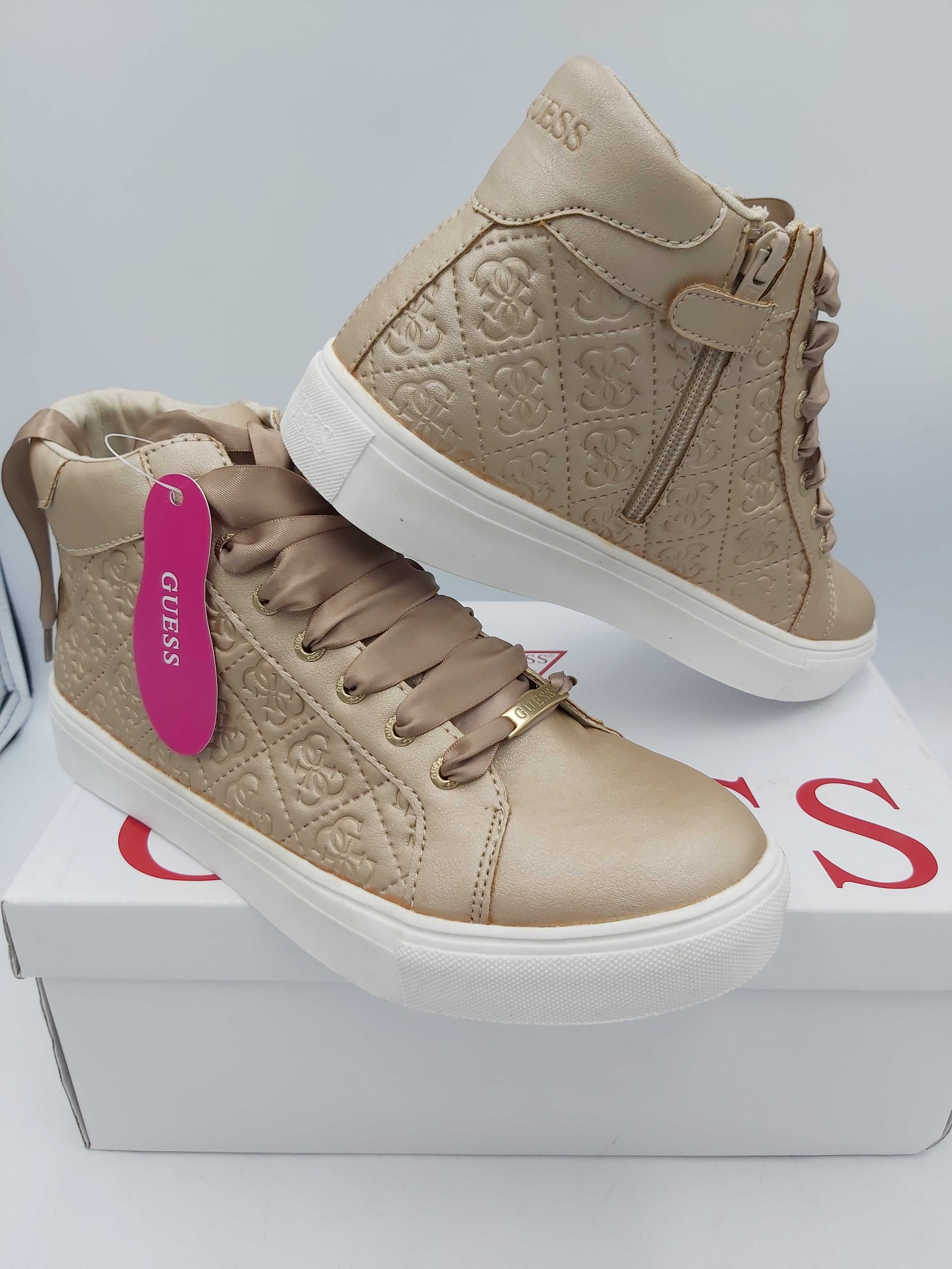 NOWE sneakersy GUESS botki perłowe brazowe rozmiar 39