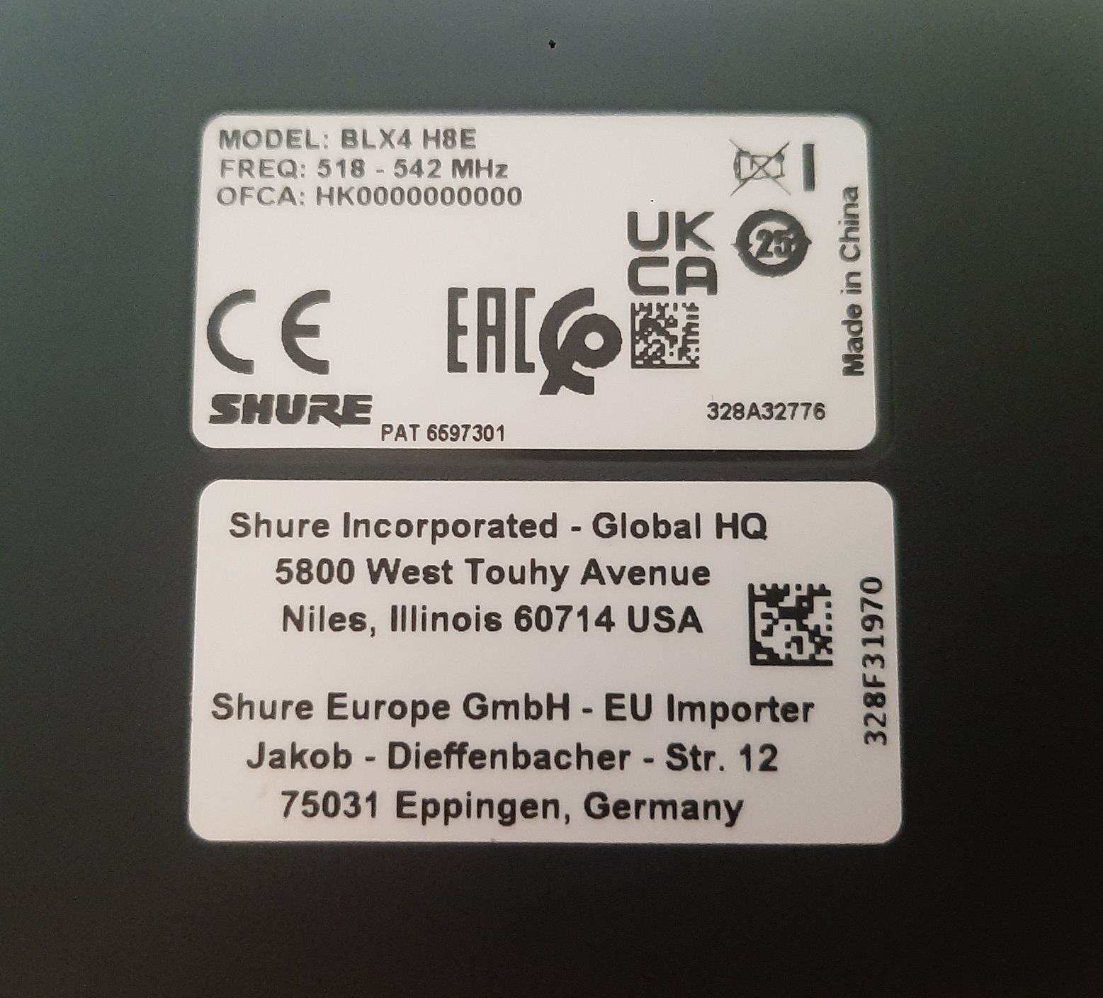 Microfone Shure Wireless BLX4/Beta 58A H8E