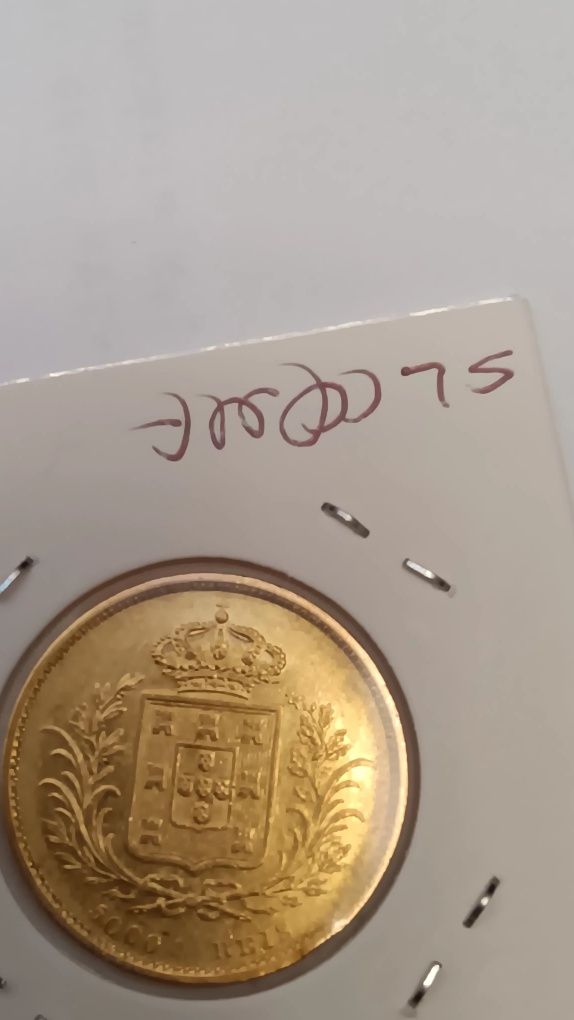 Moedas de 5000 réis ouro D.Luís.  1862e 1889