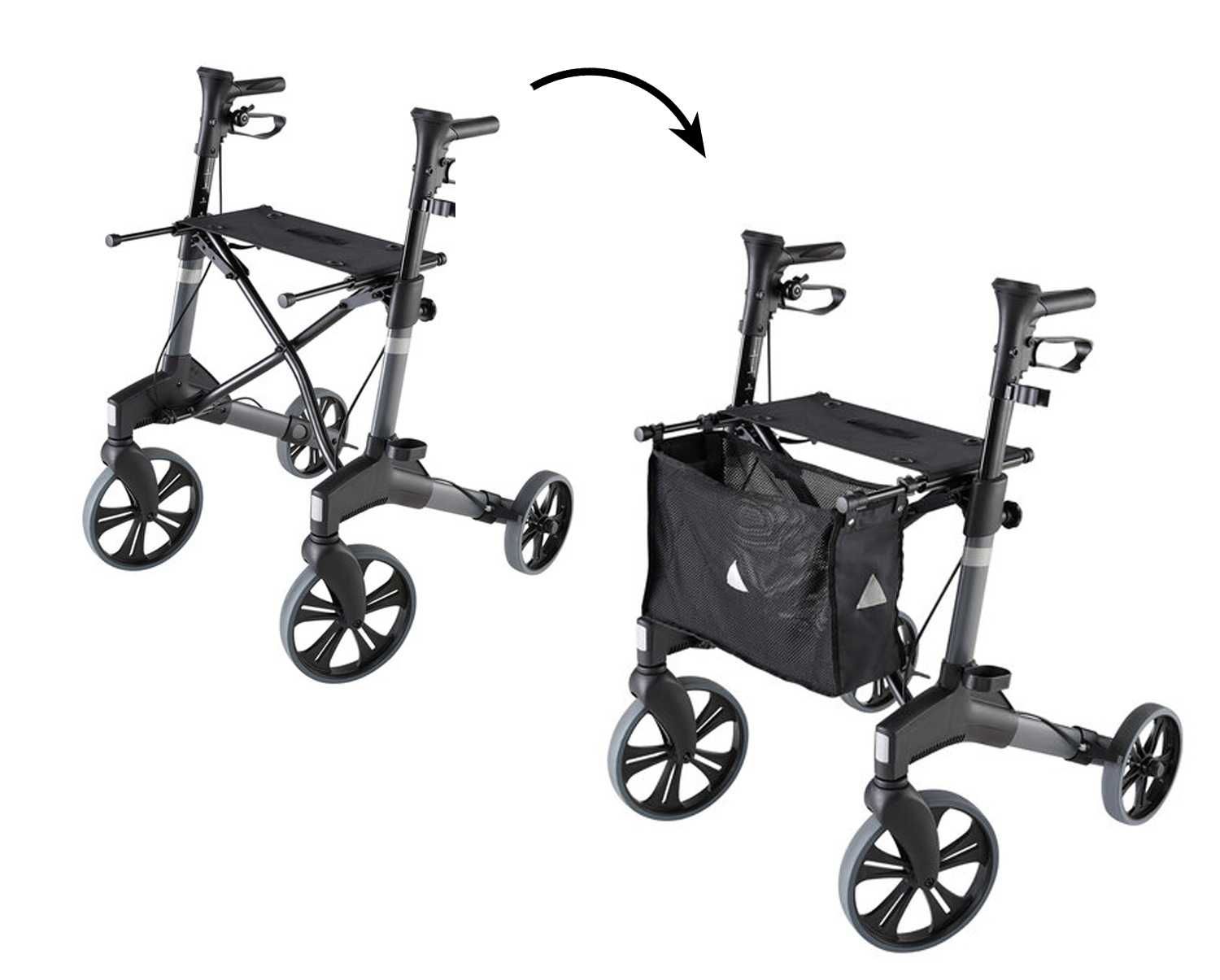 chodzik rehabilitacyjny balkonik rolator SKŁADANY siedzisko 150kg NOWY