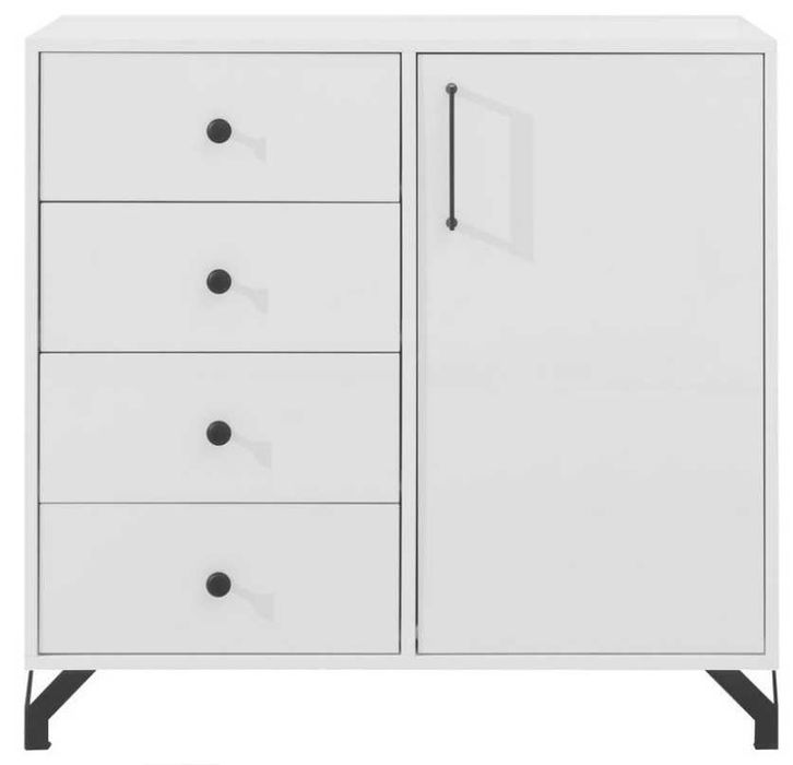 meble biała szafka komoda szuflady półka Bergen 07 czarne nóżnki