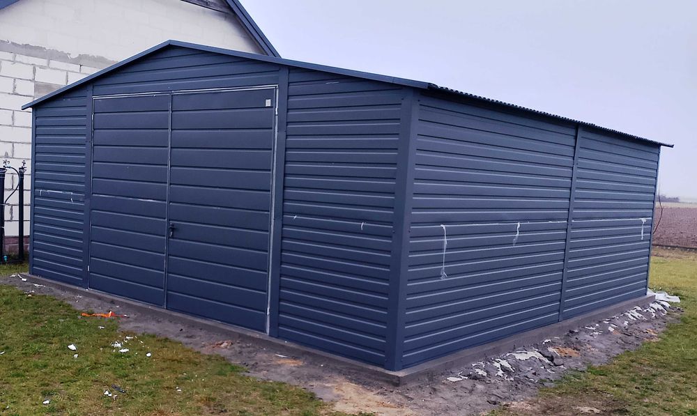 Garaż blaszany 6x5 spad do tyłu OKAZJA ! Konstrukcja OCYNK