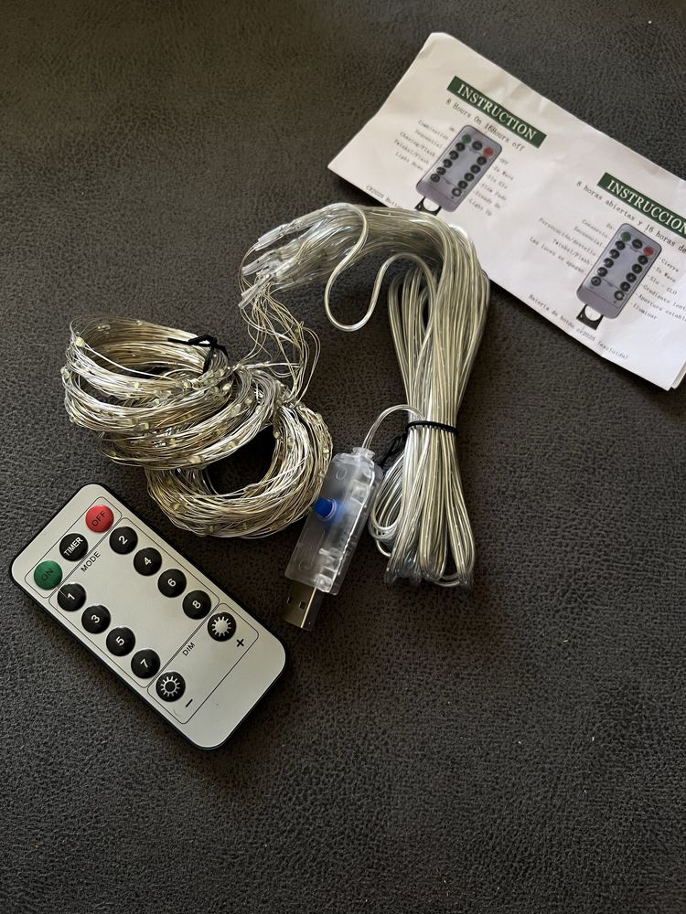 Гірлянда штора біла 3х3 від USB з пультом