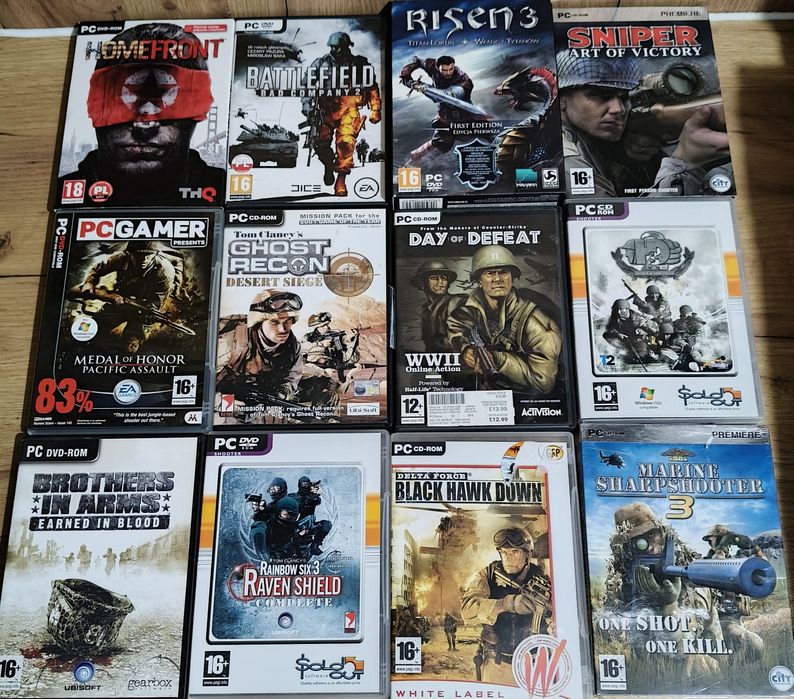 Zestaw 12 gier PC wojennych i taktycznych – FPS, klasyki – 1 nowa w fo