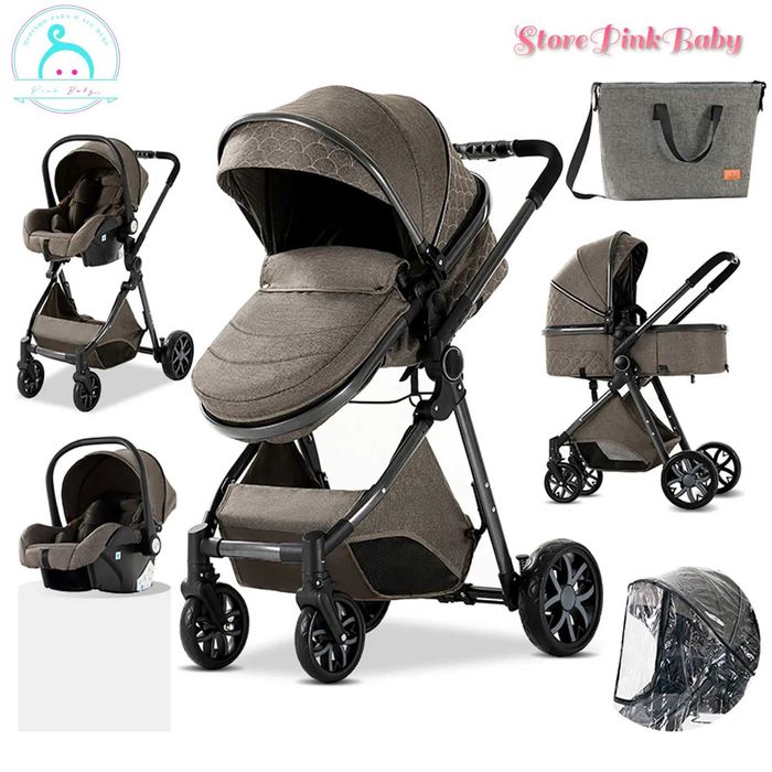 Carrinho de bebé 3 em 1 PinkBaby - LUXUS MAGIC  - Chocolate Gold