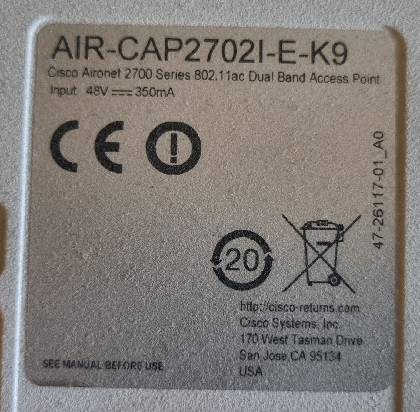 Access Point Cisco AIR-CAP2702I-E-K9 AC