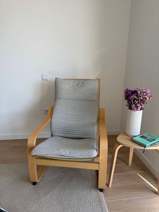 Cadeirão POÄNG IKEA — Poltrona, chapa de bétula/Knisa bege claro