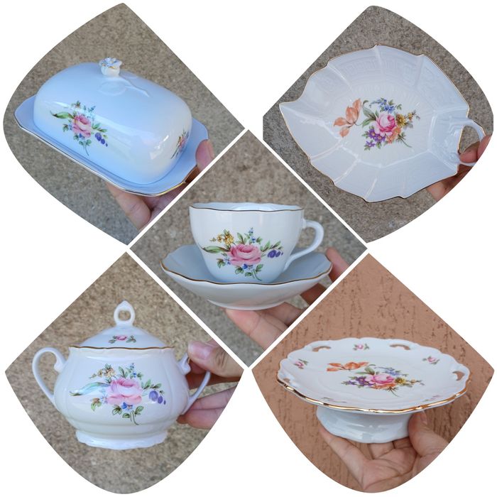 Салатник кружка Мейсенский букет конфетница сахарница Чехия фарфор