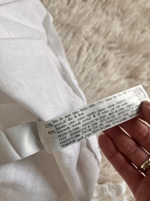 Biała koszula Oysho rozmiar M len i bawełna