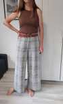 Spodnie damskie eleganckie wiskoza szerokie wide leg krata H&M M/38 L