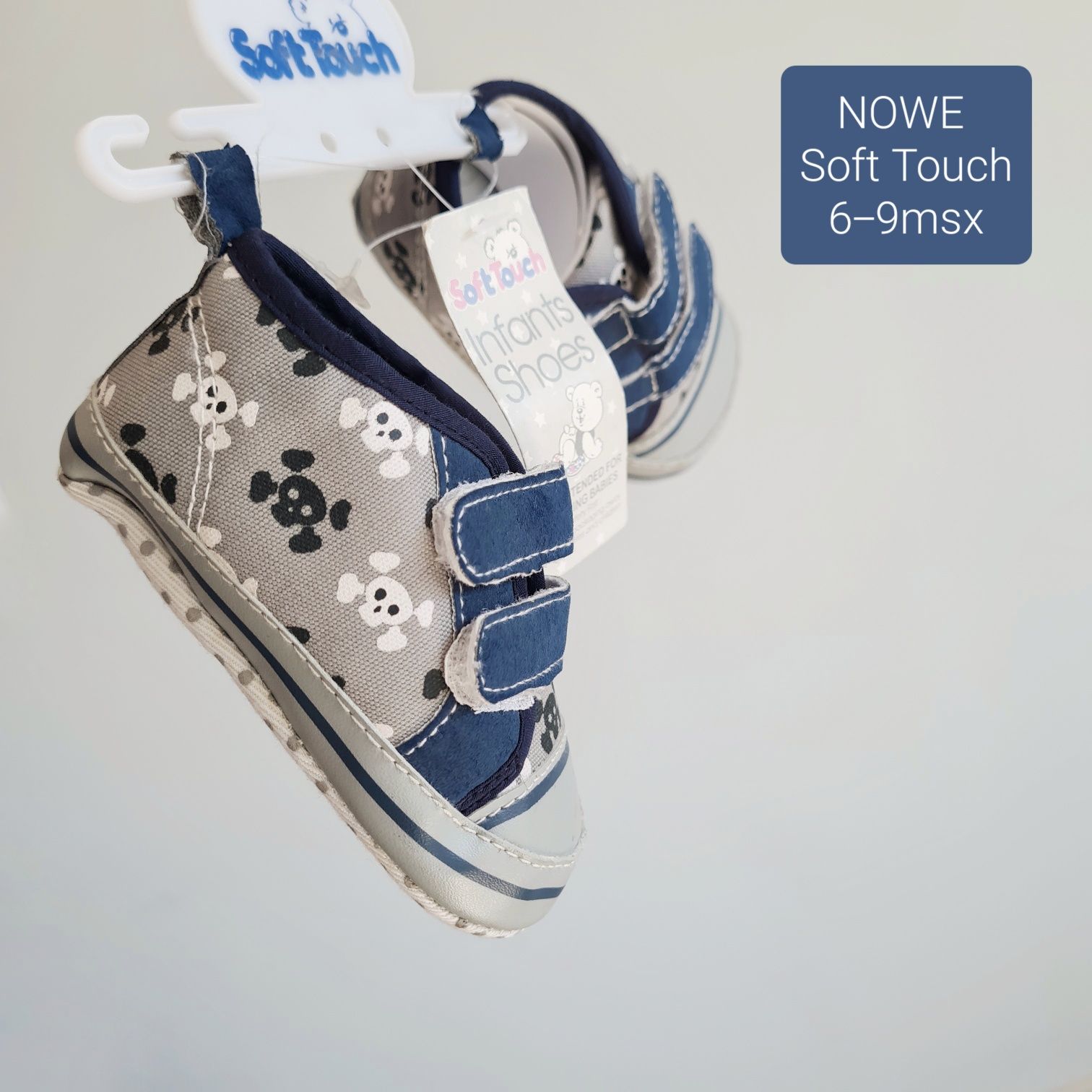 Nowe buty dla niemowlaka niechodki buciki na rzepy w czaszki 
6-9 msc