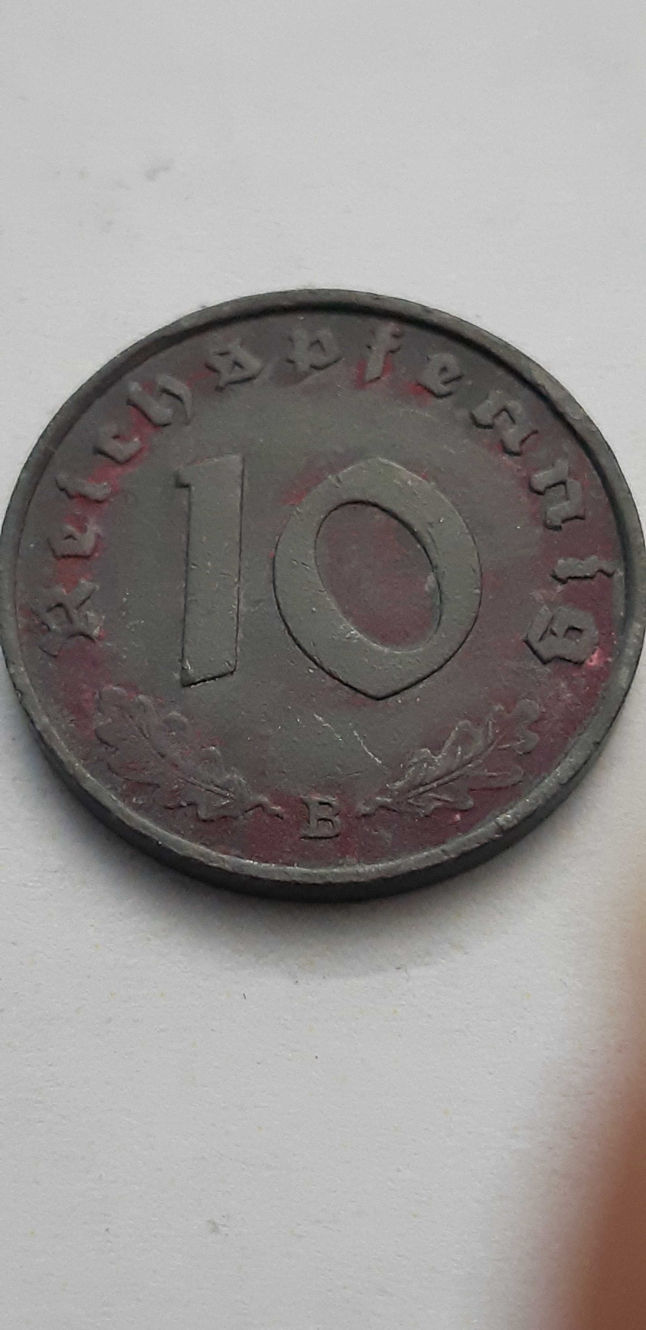 Niemcy III Rzesza 10 fenigów, pfennig 1944 rok mennica B