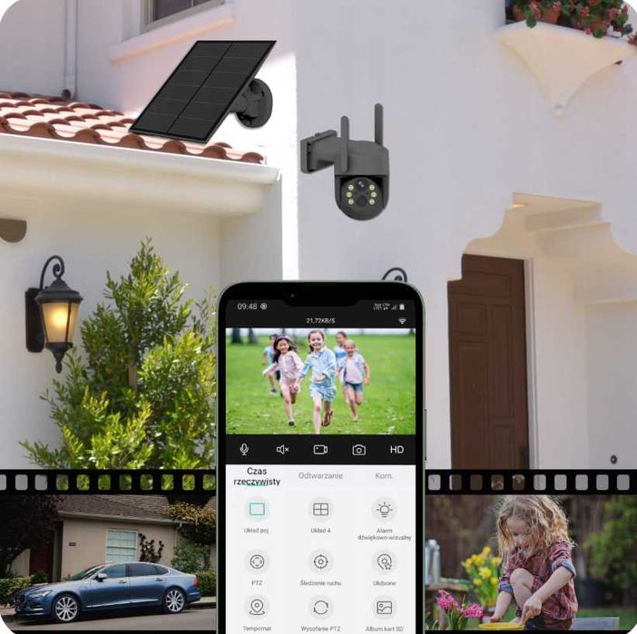 Solarna Kamera WiFi Zewnętrzna Obrotowa Bezprzewodowa 5MPX - WYPRZEDAŻ