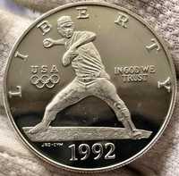 Олімпійські ігри 1992 рік. Один доллар. Срібло. Пруф - лайк! Проба 900