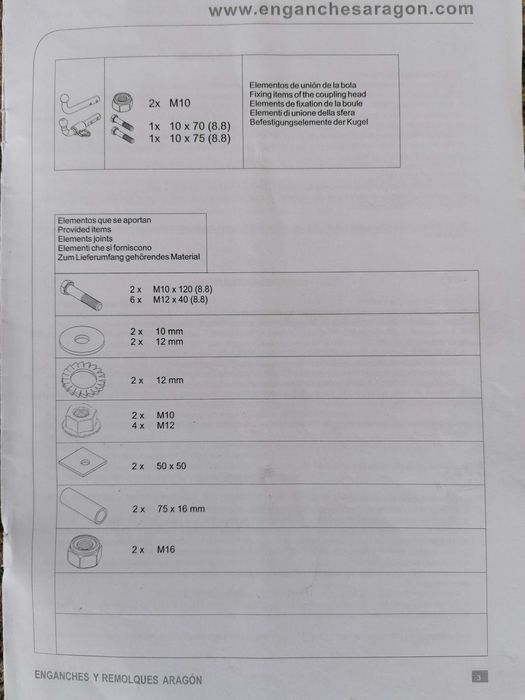 Gancho de reboque + armação para veículo