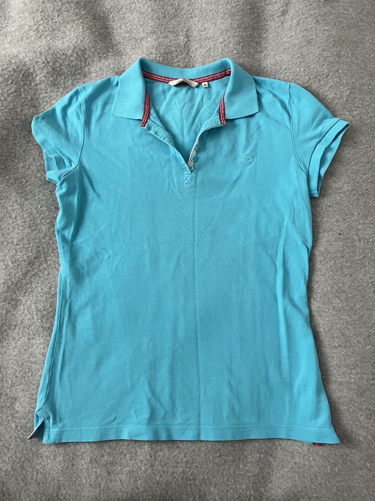 Koszulka polo damska Tom Tailor M 100% bawełna, taliowana, niebieska