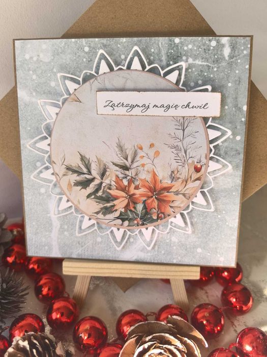 KARTKA ŚWIĄTECZNA handmade w kopercie - personalizowana