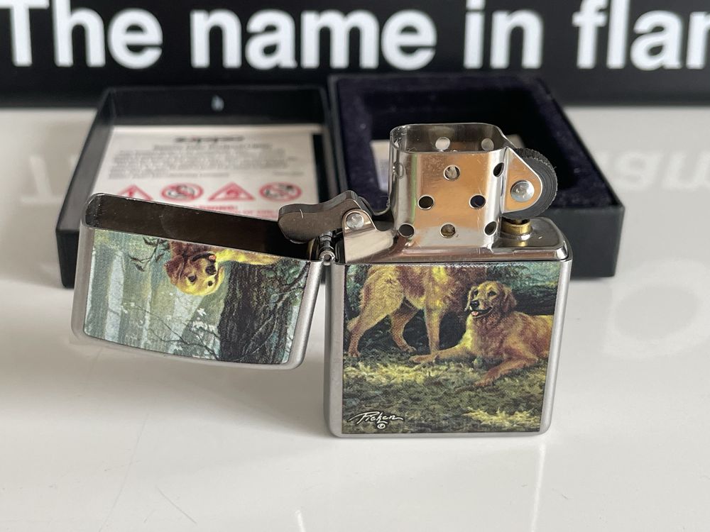 Zapalniczka Zippo Dwa Goldeny, Linda Picken, Two Goldens, psy, NOWA