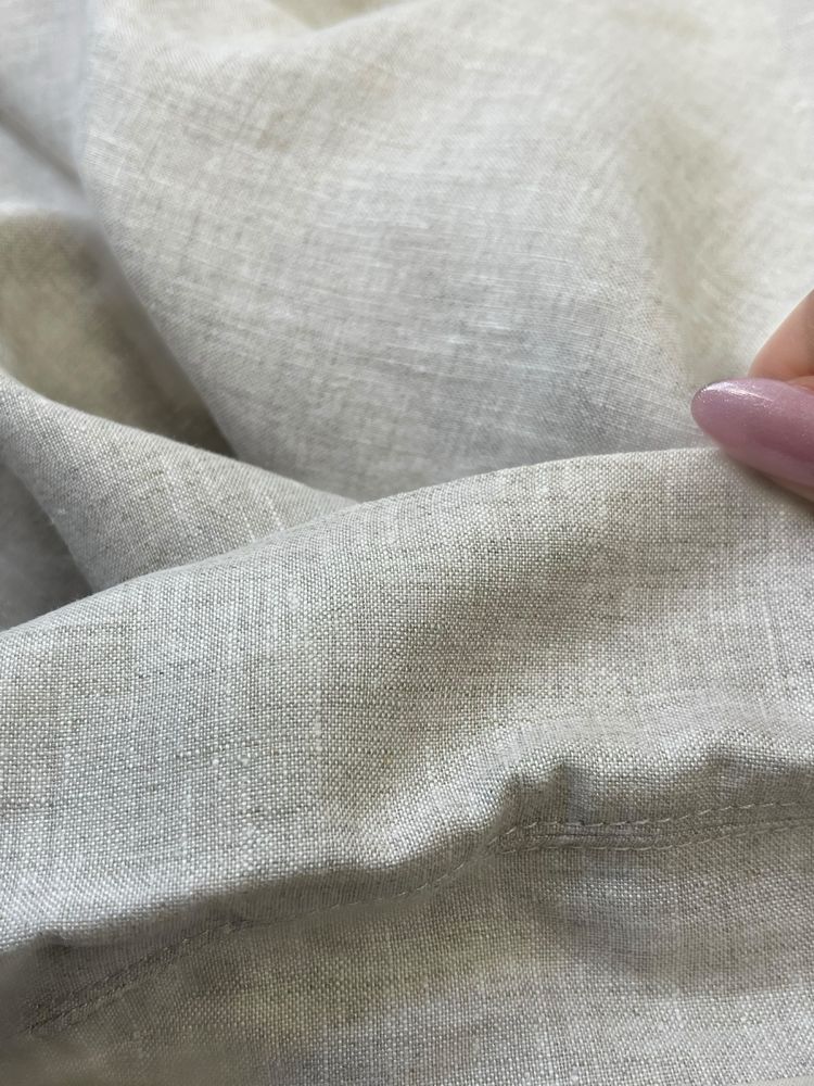 Beżowa lniana marynarka damska z długim rękawem Mango XL 42