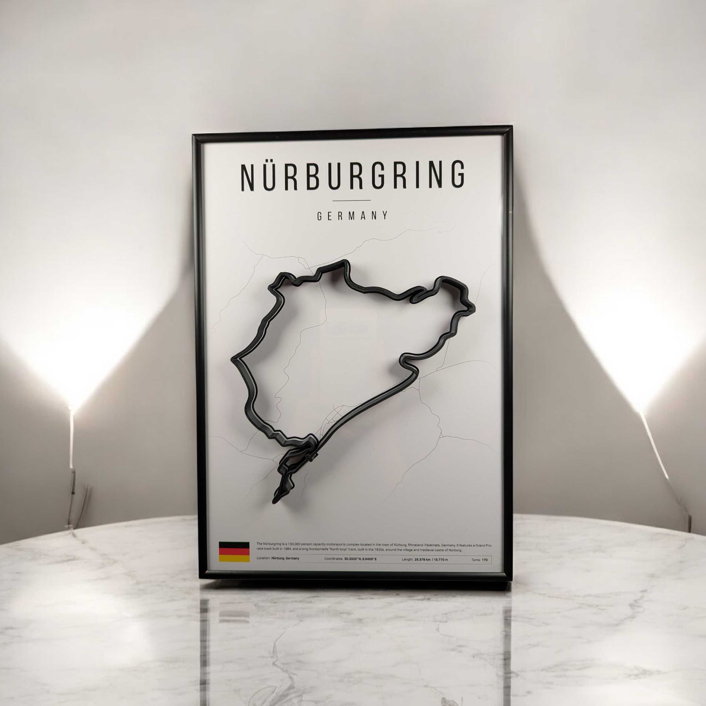 Металева Рамка 30x21см з 3D Трасою Nürburgring Circuit / Нюрбургрінг