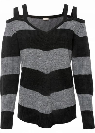 B.P.C sweter odkryte ramiona w pasy ^36/38