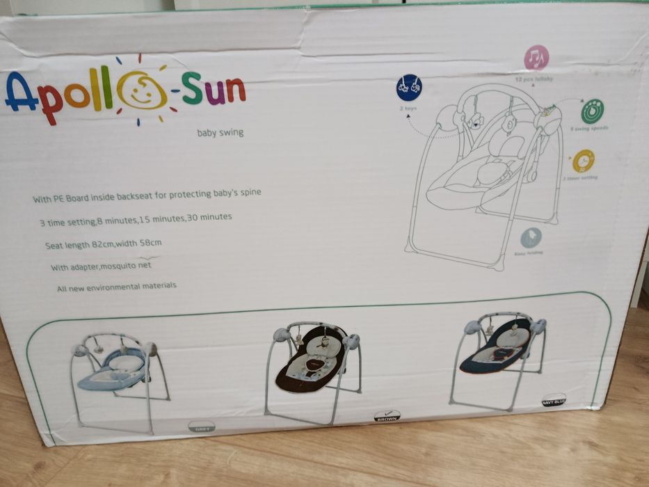 Bujaczek elektryczny leżaczek huśtawka niemowlęca Apollo Sun Nowa